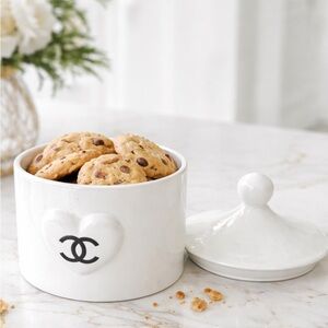 CHANEL White Heart Cookie Jar